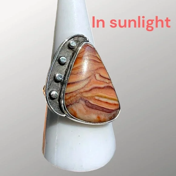 🌺Artisan Sterling & Agate Ring - Picture 10 of 12